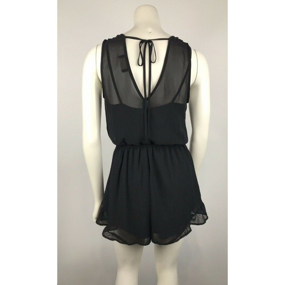 Astr Romper Surplus Sheer Solid Black Small - image 6